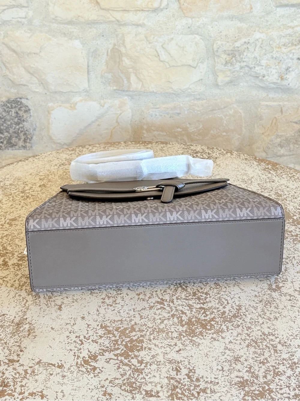Michael Kors Gray MK Signature Satchel with Matching Wallet